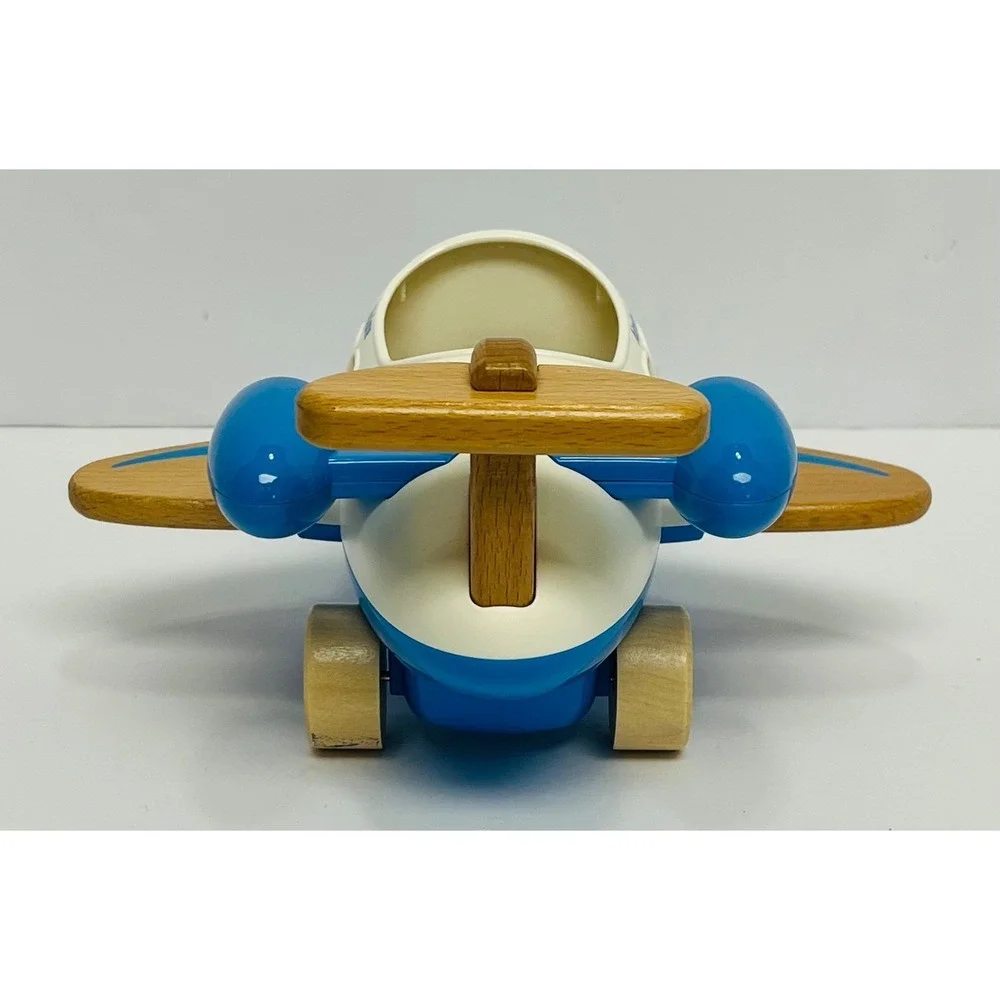 Wanborns Blue White Toy Airplane Set with Light and Sound 2 Figures Kids Play